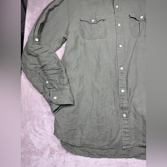 Old Navy Classic Fit Women’s Linen Cotton Blend Button Front Collared Shirt L - Picture 2 of 16